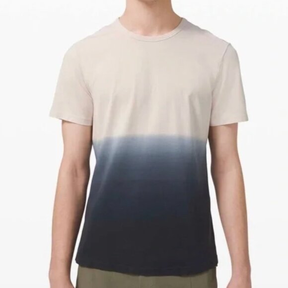 Lululemon 5 Year Basic Tee T Shirt Medium M White Blue Spray Ombre - Picture 1 of 4